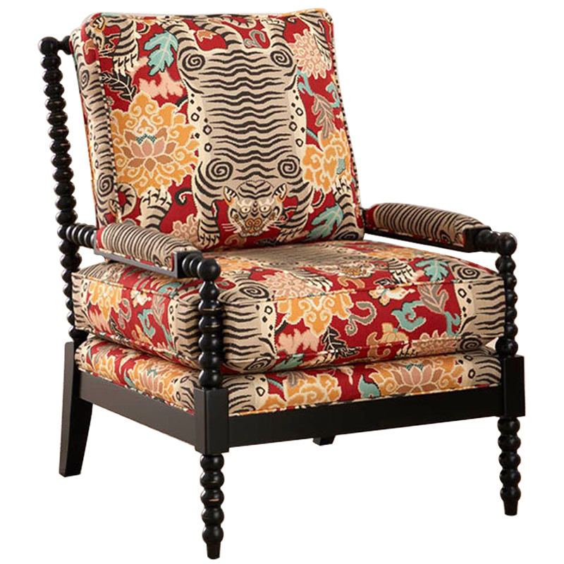 Кресло Tibetan Tiger Armchair Красный Бежевый Бирюзовый Черный Кресло Tibetan Tiger Armchair Красный Бежевый Бирюзовый Черный в Рязани | Loft Concept