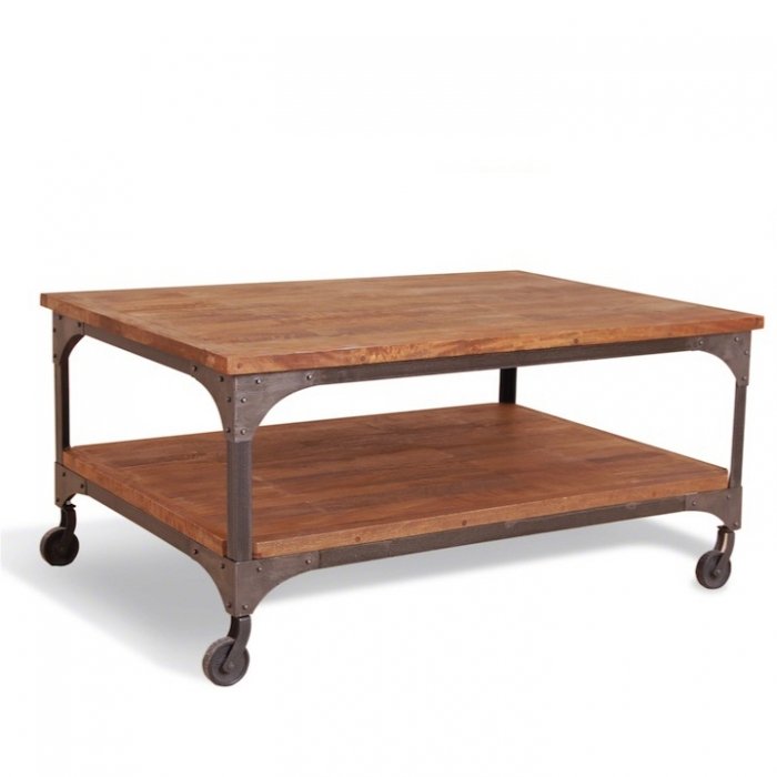 Журнальный стол Industrial Metal Rust Coffee Table on Wheels Журнальный стол Industrial Metal Rust Coffee Table on Wheels в Рязани | Loft Concept