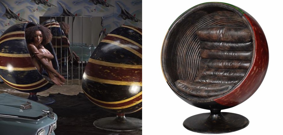 Кресло шар Pod Chair Union Jack & Brown Leather Кресло шар Pod Chair Union Jack & Brown Leather - Loft-Concept в Рязани