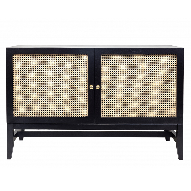 Комод с сетчатыми дверцами Rattan Бежевый Черный Комод с сетчатыми дверцами Rattan Бежевый Черный в Рязани | Loft Concept
