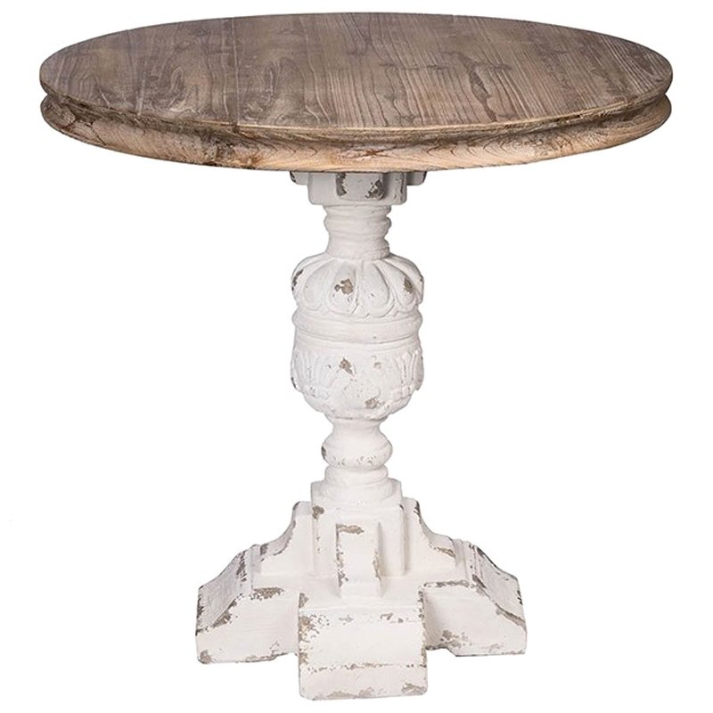 Круглый обеденный стол Aged Wood Коричневый Белый Круглый обеденный стол Aged Wood Коричневый Белый в Рязани | Loft Concept