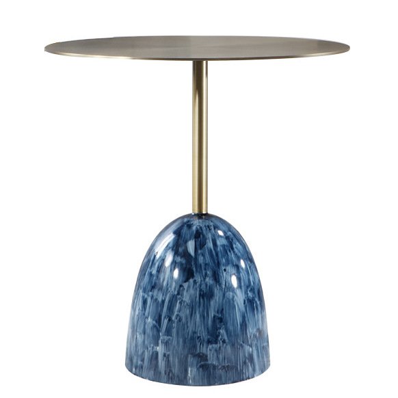 Приставной стол Blue Stains Table Латунь Синий Приставной стол Blue Stains Table Латунь Синий в Рязани | Loft Concept