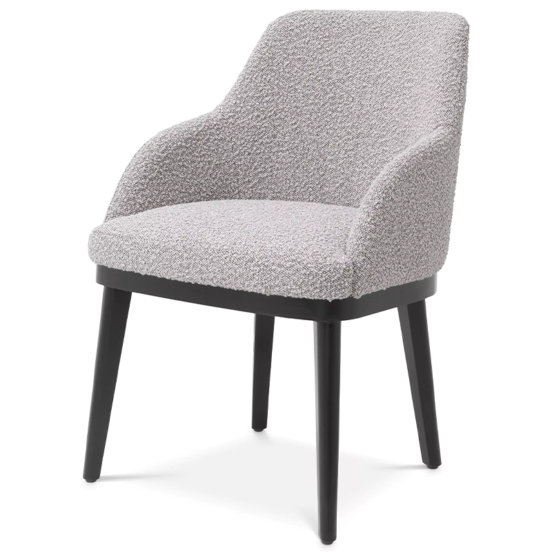 Стул Eichholtz Dining Chair Costa Boucle Grey Серый Черный Стул Eichholtz Dining Chair Costa Boucle Grey Серый Черный в Рязани | Loft Concept