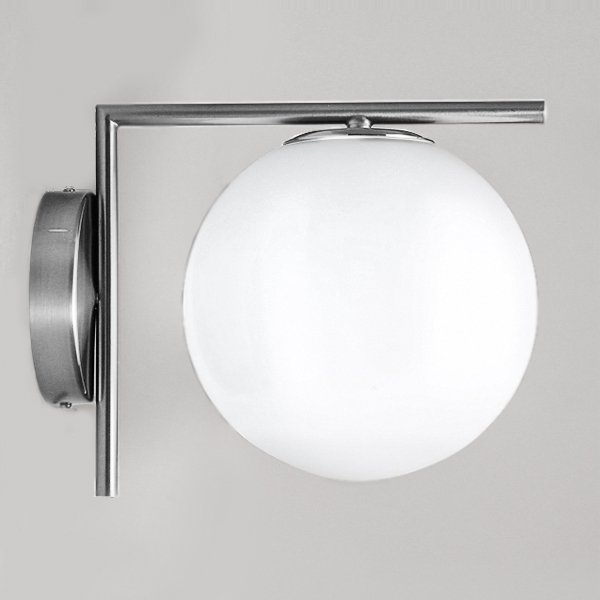 Бра IC Lighting Flos white ball IC C/W Chrome Белый Хром Бра IC Lighting Flos white ball IC C/W Chrome Белый Хром в Рязани | Loft Concept
