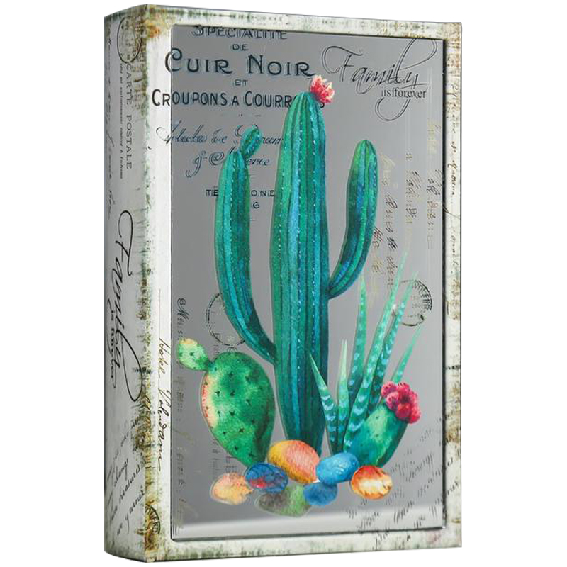 Шкатулка-книга Cactus Mirror Book Box Бежевый Зеленый Шкатулка-книга Cactus Mirror Book Box Бежевый Зеленый в Рязани | Loft Concept