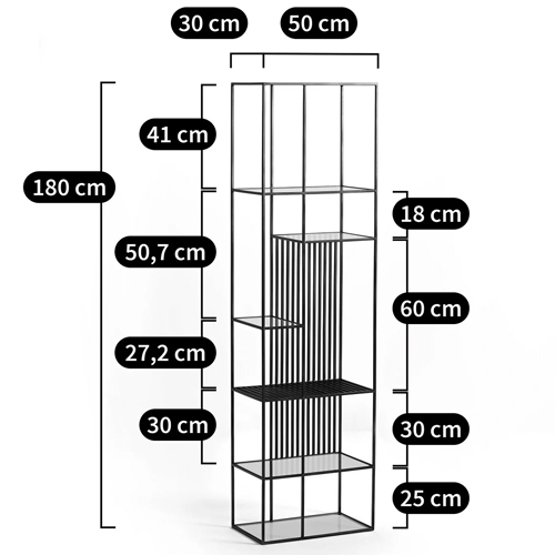 Стеллаж из металла и стекла Menzie Black Stripes Metal Rack Стеллаж из металла и стекла Menzie Black Stripes Metal Rack в Рязани