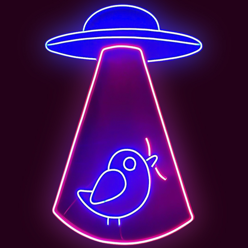 Неоновая настенная лампа UFO and Bird Neon Wall Lamp Синий Лиловый Неоновая настенная лампа UFO and Bird Neon Wall Lamp Синий Лиловый в Рязани | Loft Concept