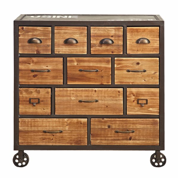 Комод на колесах Rolling Loft Industrial 12 Box Дуб темный Комод на колесах Rolling Loft Industrial 12 Box Дуб темный в Рязани | Loft Concept