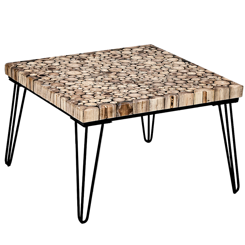 Кофейный стол Tree Cuts square coffee table Коричневый Черный Кофейный стол Tree Cuts square coffee table Коричневый Черный в Рязани | Loft Concept