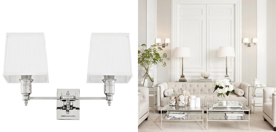 Бра Wall Lamp Lexington Double Nickel+White Бра Wall Lamp Lexington Double Nickel+White - Loft-Concept в Рязани