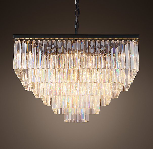 Люстра RH 1920s Odeon Clear Glass Fringe Chandelier - 5 square Черный Люстра RH 1920s Odeon Clear Glass Fringe Chandelier - 5 square Черный в Рязани | Loft Concept