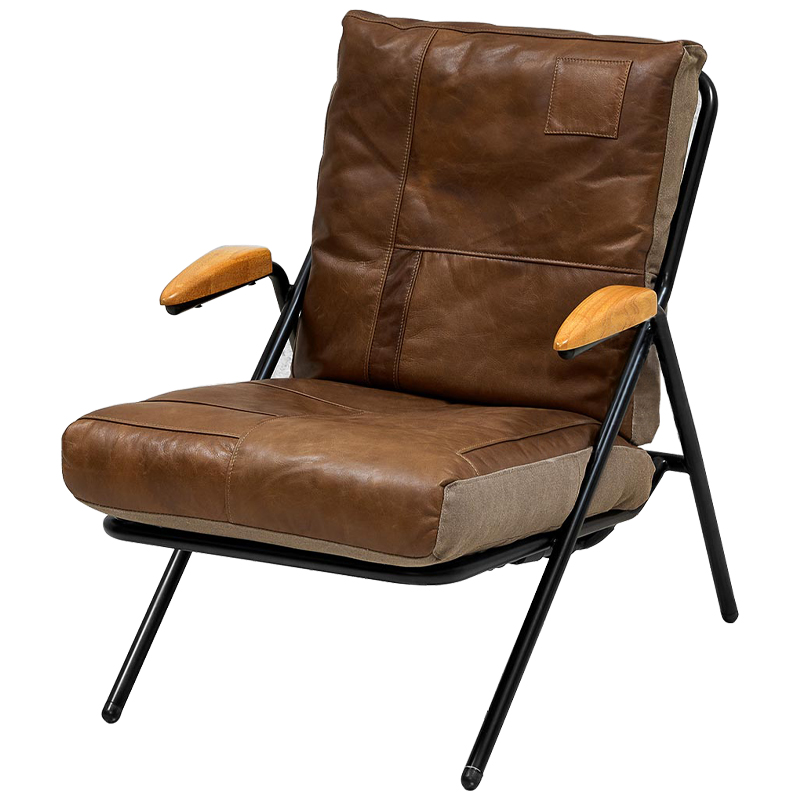 Дизайнерское кожаное кресло в стиле Лофт Bronwyn Leather Armchair Коричневый Черный Древесина Дизайнерское кожаное кресло в стиле Лофт Bronwyn Leather Armchair Коричневый Черный Древесина в Рязани | Loft Concept