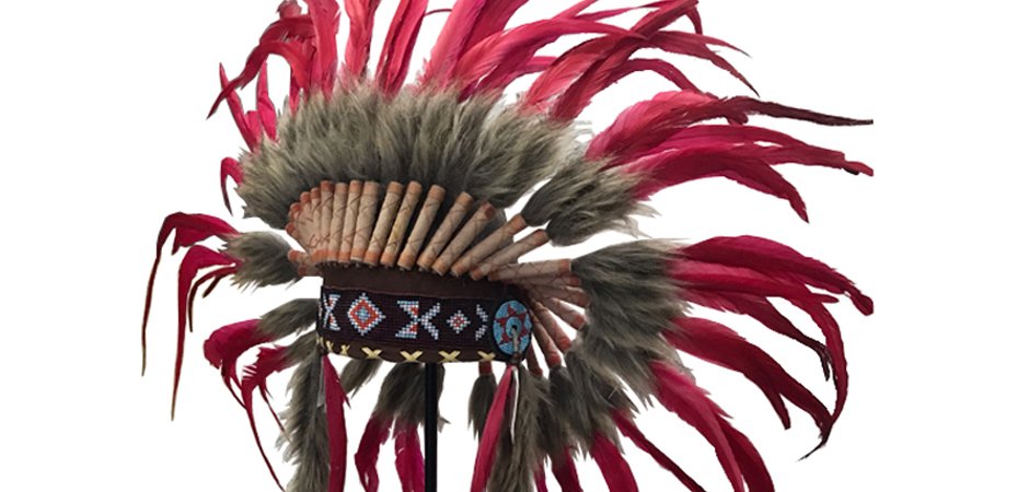 War bonnet Индейский венец из перьев красный War bonnet Индейский венец из перьев красный - Loft-Concept в Рязани