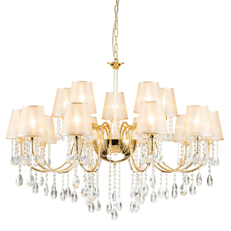 Двухъярусная люстра золотого цвета с хрустальным декором Dainty Light Золотой Янтарный Двухъярусная люстра золотого цвета с хрустальным декором Dainty Light Золотой Янтарный в Рязани | Loft Concept