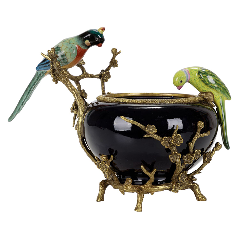 Чаша фарфоровая черная гнездо попугая Parrot Золотой Черный Чаша фарфоровая черная гнездо попугая Parrot Золотой Черный в Рязани | Loft Concept