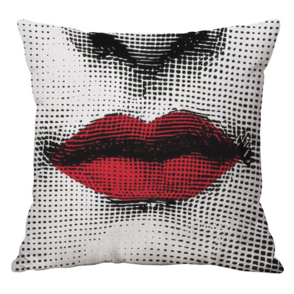 Декоративная подушка Fornasetti lips red Красный (Red) Декоративная подушка Fornasetti lips red Красный (Red) в Рязани | Loft Concept