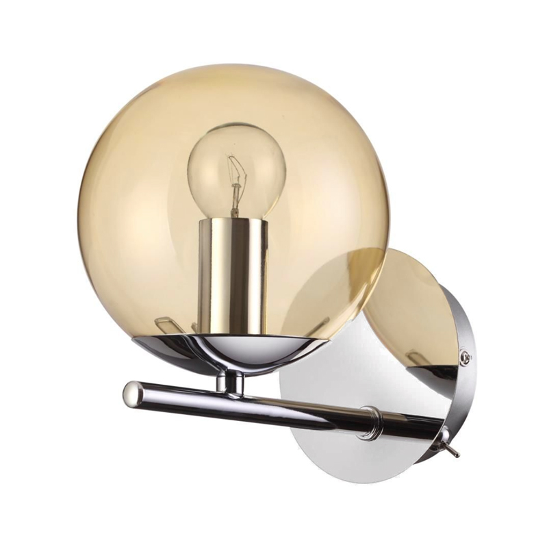 Бра Bolle Hanging Lamp Amber Хром Янтарь (Amber) Бра Bolle Hanging Lamp Amber Хром Янтарь (Amber) в Рязани | Loft Concept