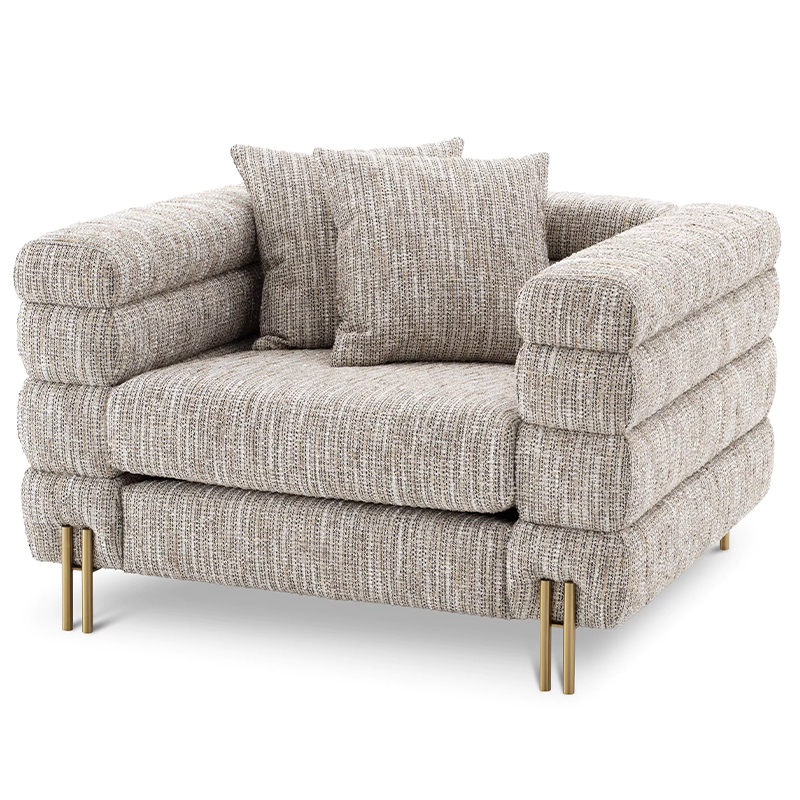 Кресло Eichholtz Chair York Бежево-серый Латунь Бежево-серый Матовая латунь Кресло Eichholtz Chair York Бежево-серый Латунь Бежево-серый Матовая латунь в Рязани | Loft Concept