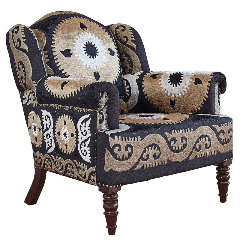 Armchair Mandala Beige Ornament Бежевый Черный Armchair Mandala Beige Ornament Бежевый Черный в Рязани | Loft Concept