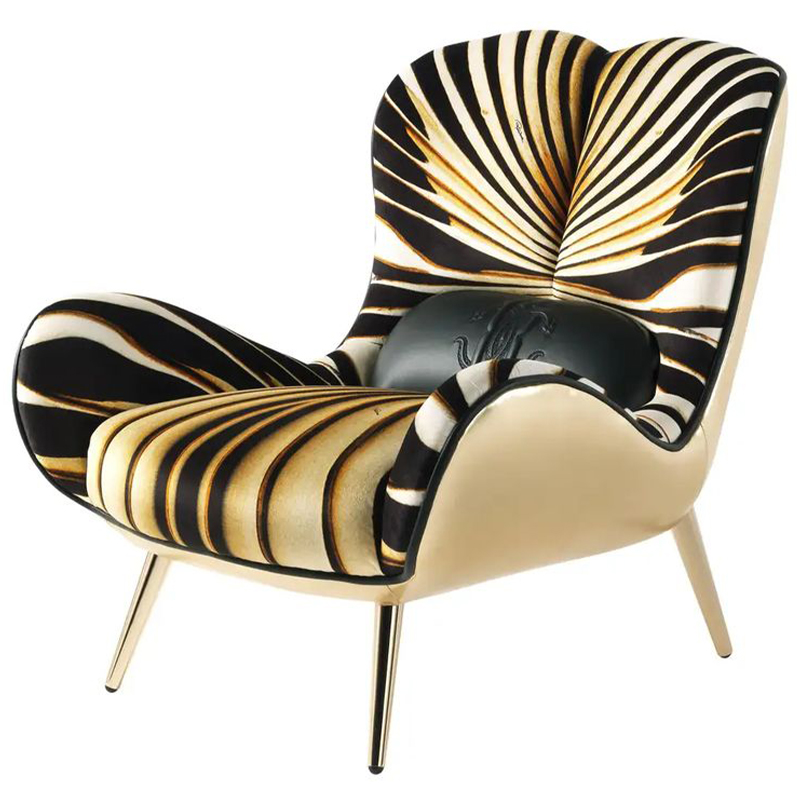 Дизайнерское Кресло Tifnit Armchairs стиль Roberto Cavalli I Золотой Черный Желтый Белый Дизайнерское Кресло Tifnit Armchairs стиль Roberto Cavalli I Золотой Черный Желтый Белый в Рязани | Loft Concept