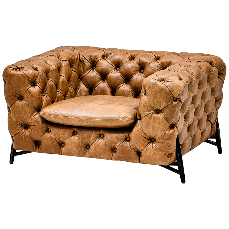 Кресло Hendrica Capitone Chair Карамель Черный Кресло Hendrica Capitone Chair Карамель Черный в Рязани | Loft Concept