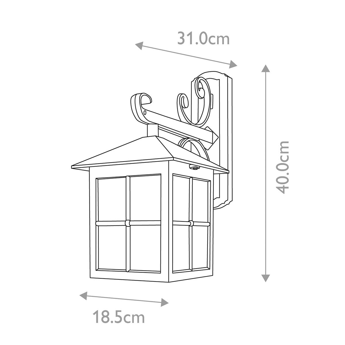 Настенный фонарь черного цвета в форме фонаря с решетчатым плафоном и фактурным стеклом Elstead Lighting в Рязани