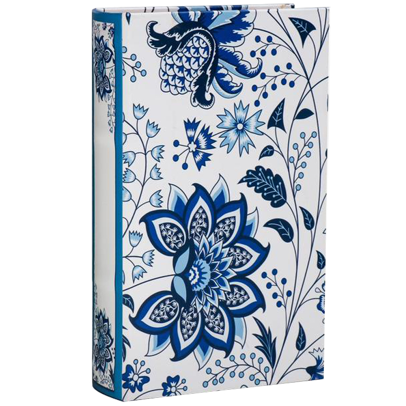 Шкатулка-книга с сейфом Fabulous Flowers Book Box Синий Белый Шкатулка-книга с сейфом Fabulous Flowers Book Box Синий Белый в Рязани | Loft Concept