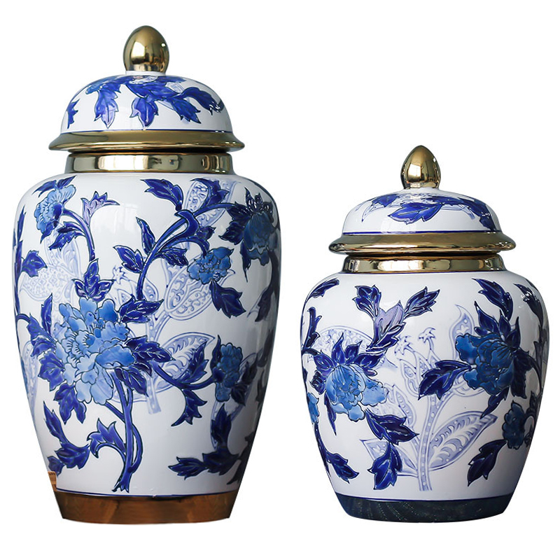 Вазы Porcelain Oriental Blue Ornament Vases Синий Белый Золотой Вазы Porcelain Oriental Blue Ornament Vases Синий Белый Золотой в Рязани | Loft Concept
