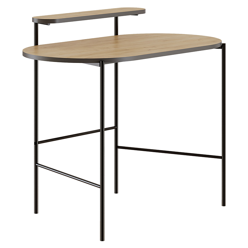 Стол письменный овальной формы с полкой LOUB WORKING TABLE BLACK OAK Древесина Черный Стол письменный овальной формы с полкой LOUB WORKING TABLE BLACK OAK Древесина Черный в Рязани | Loft Concept