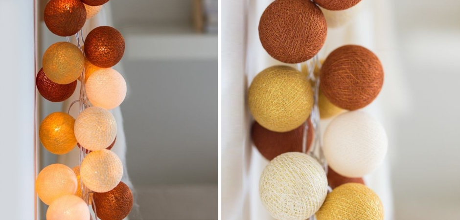 Гирлянда хлопковые фонарики Сotton Ball Gold-Copper - Loft-Concept в Рязани