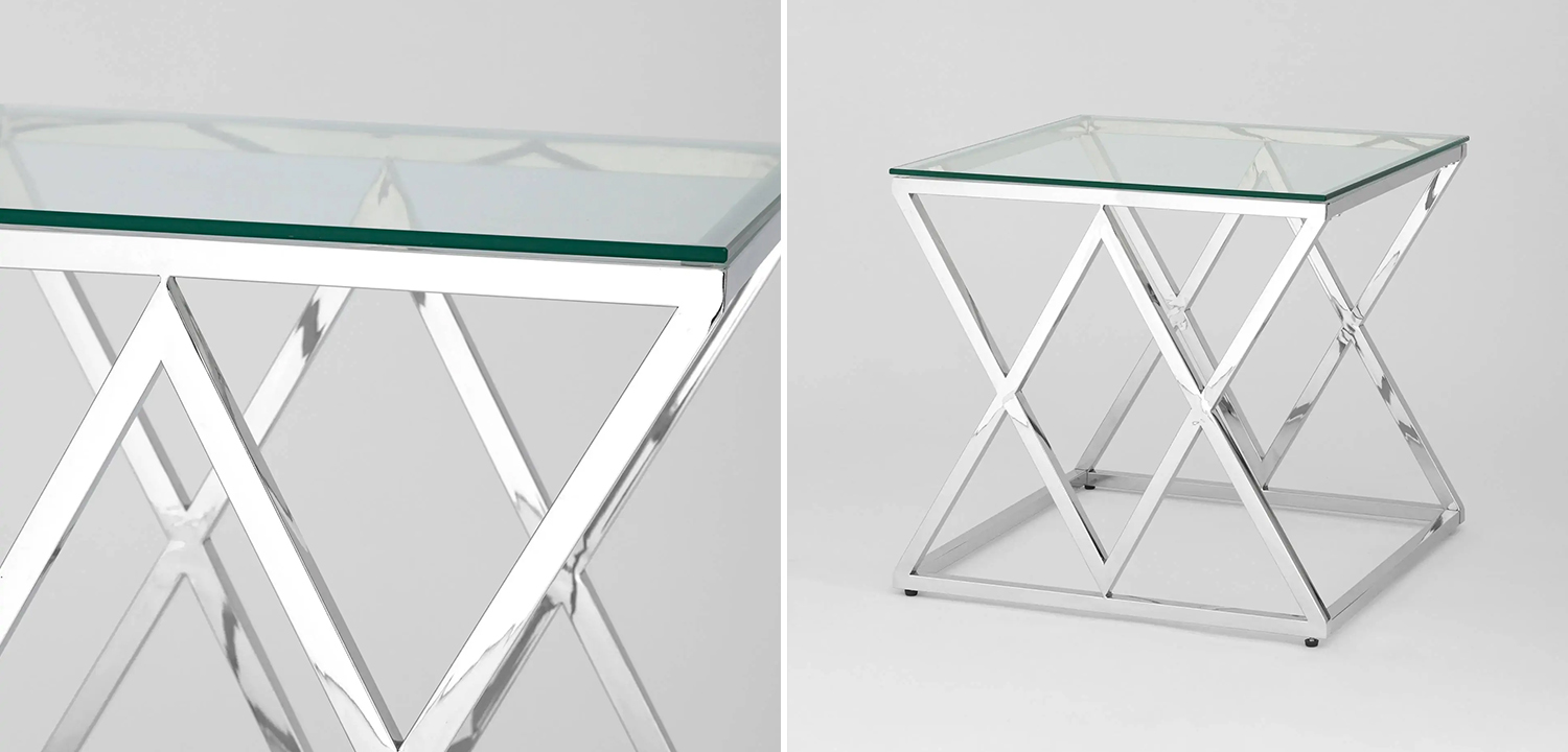 Стол приставной Geometry Rhombus Silver - фото