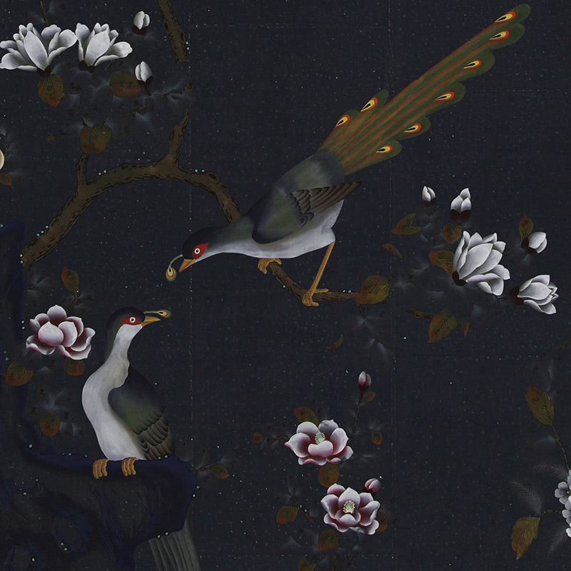 Обои шинуазри Japanese Garden Original colourway on Pitch India tea paper Обои шинуазри Japanese Garden Original colourway on Pitch India tea paper в Рязани | Loft Concept