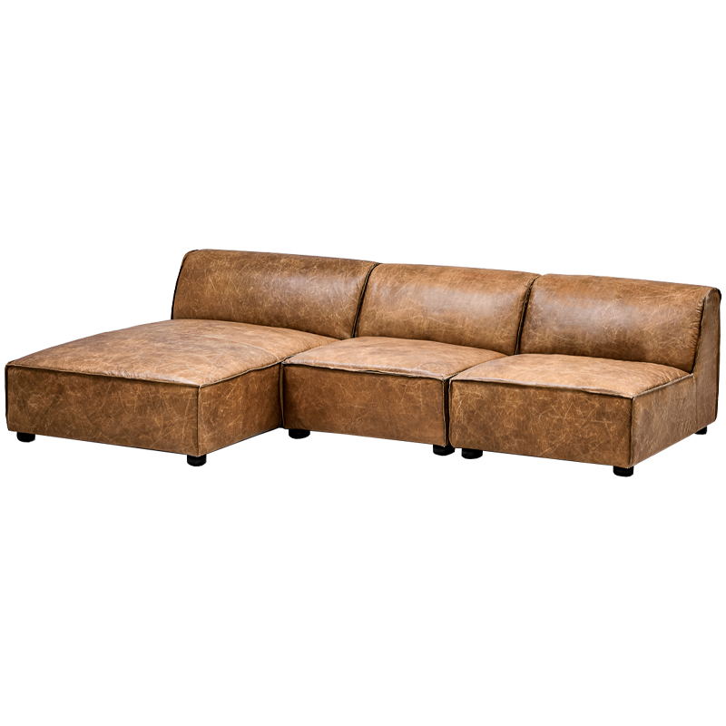Диван Diehl Leather Sofa Карамель Хром Диван Diehl Leather Sofa Карамель Хром в Рязани | Loft Concept