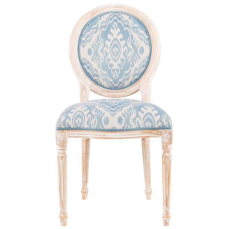 Мягкий стул со светло-голубым узором Ikat Pattern 2 Бежевый Голубой в Рязани | Loft Concept 