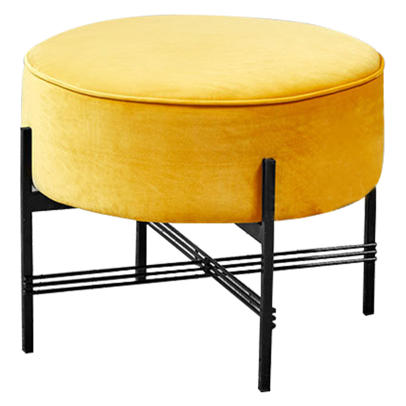 Пуф желтый велюровый Sanjay Velour Pouf Yellow Желтый Черный в Рязани | Loft Concept 