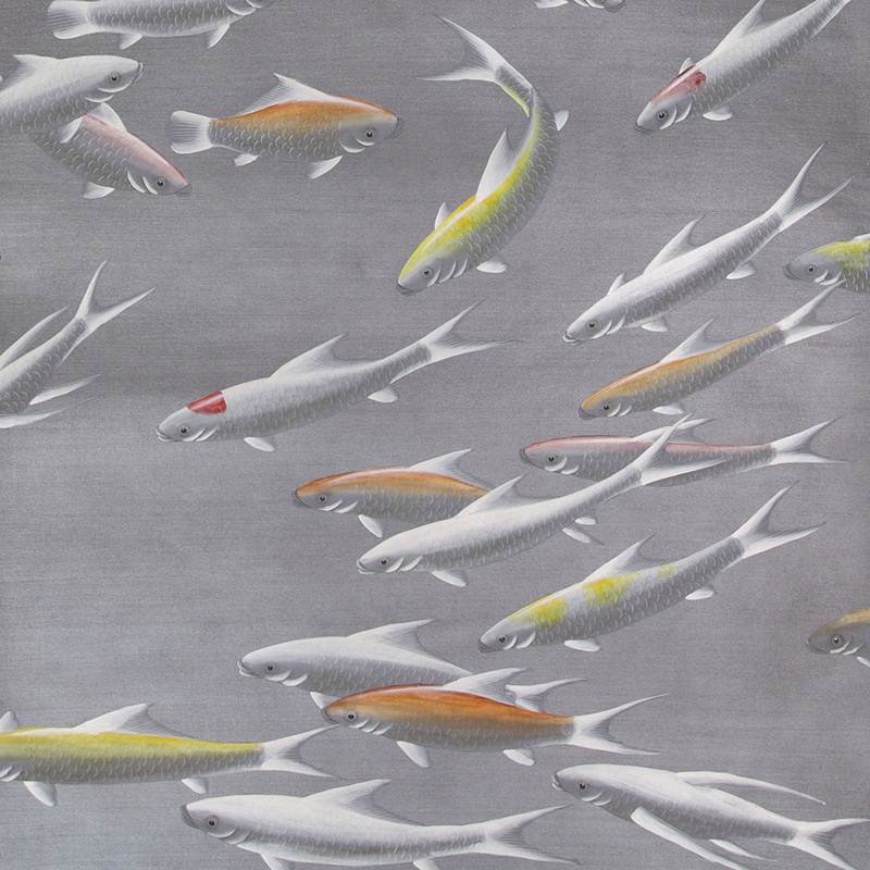 Обои ручная роспись Fishes Koi on Flash metallic Xuan paper Обои ручная роспись Fishes Koi on Flash metallic Xuan paper в Рязани | Loft Concept