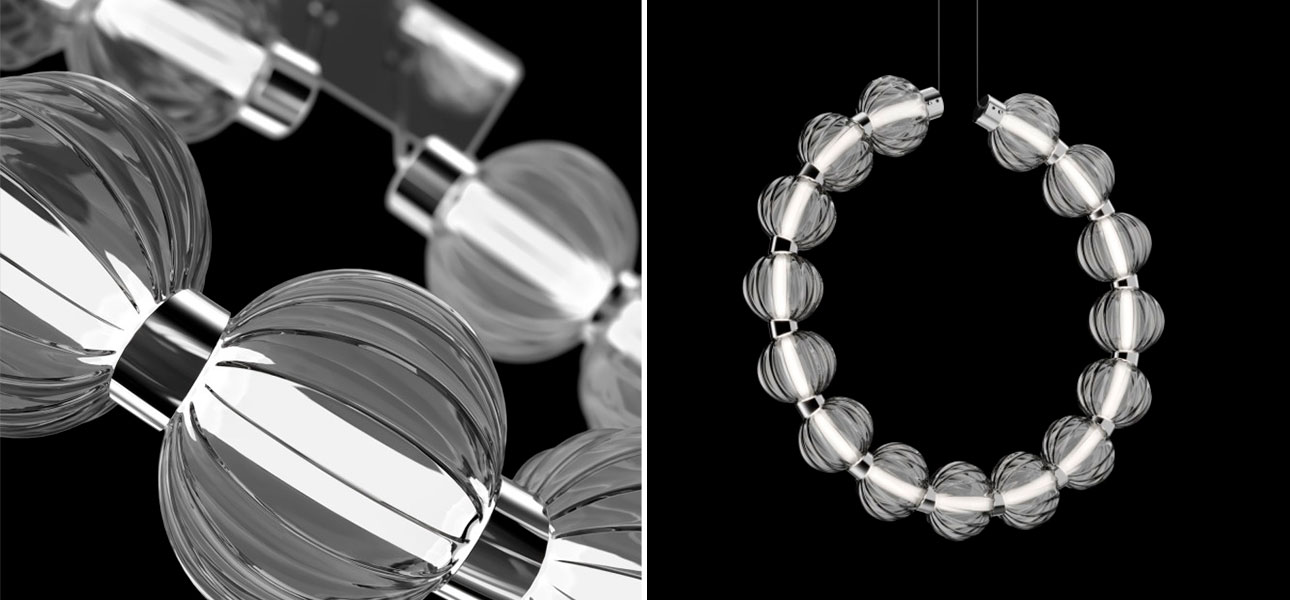 Светильник вертикальное кольцо со стеклянными шарами Balls Lamp - фото №1