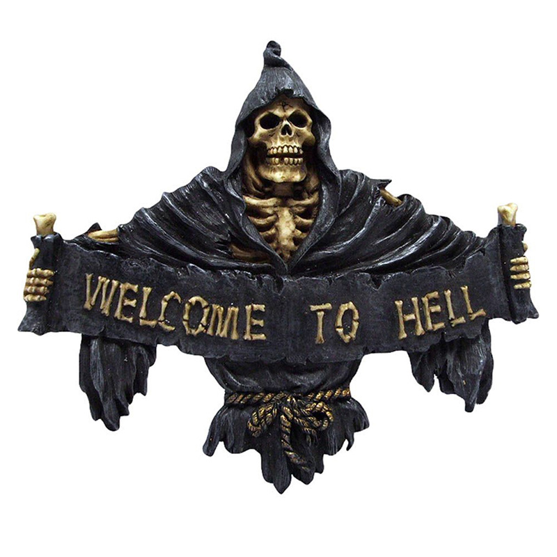 Аксессуар на стену Welcome To Hell Черный Золотой Аксессуар на стену Welcome To Hell Черный Золотой в Рязани | Loft Concept