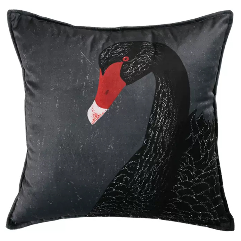 Декоративная подушка Black Swan II Cushion Черная Черный Серый Красный Декоративная подушка Black Swan II Cushion Черная Черный Серый Красный в Рязани | Loft Concept