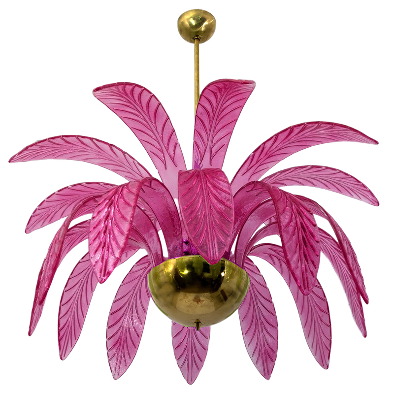 Люстра Modern Chandelier Palm Pink Стеклянные Листья Пальмы  Золотой Лиловый в Рязани | Loft Concept 