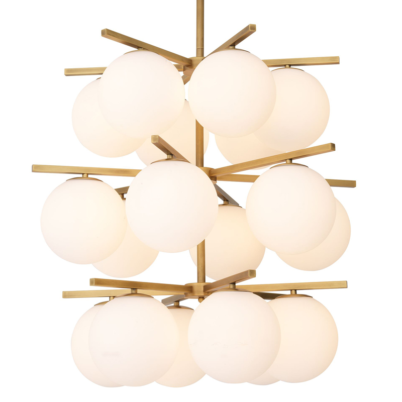 Люстра Eichholtz Chandelier Noa Латунь Античная полированная Белое матовое стекло Люстра Eichholtz Chandelier Noa Латунь Античная полированная Белое матовое стекло в Рязани | Loft Concept
