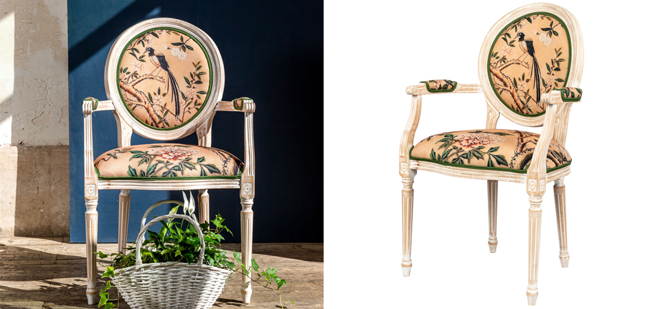 Стул с подлокотниками Beige and Green Chinoiserie Chair Стул с подлокотниками Beige and Green Chinoiserie Chair - Loft-Concept в Рязани