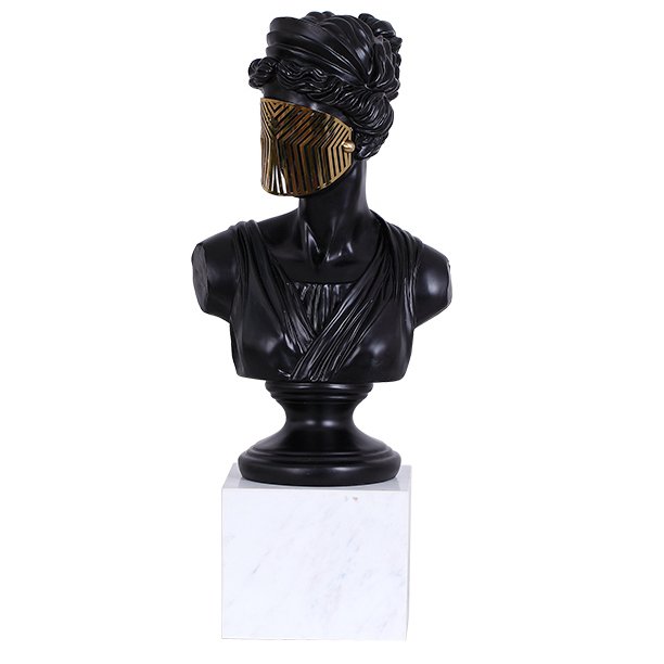 Статуэтка Bust Woman in Mask Черный Белый Золотой Статуэтка Bust Woman in Mask Черный Белый Золотой в Рязани | Loft Concept