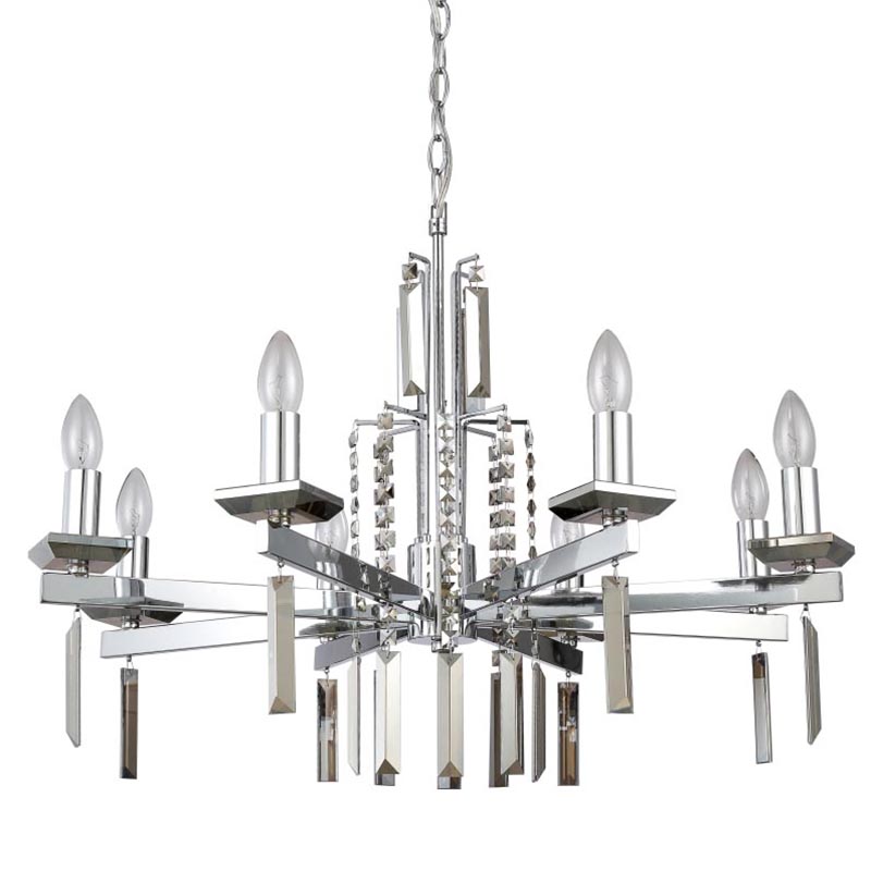 Люстра Vivien Crystal Chrome Chandelier 8 Хром Серый Люстра Vivien Crystal Chrome Chandelier 8 Хром Серый в Рязани | Loft Concept