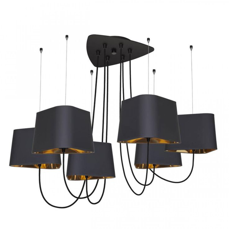 Люстра Designheure Lighting Black 6 плафонов Черный Золотой Люстра Designheure Lighting Black 6 плафонов Черный Золотой в Рязани | Loft Concept