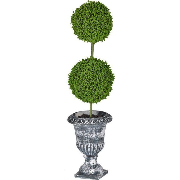 Декоративный искусственное растение Double boxwood Зеленый Бежевый Серый Декоративный искусственное растение Double boxwood Зеленый Бежевый Серый в Рязани | Loft Concept