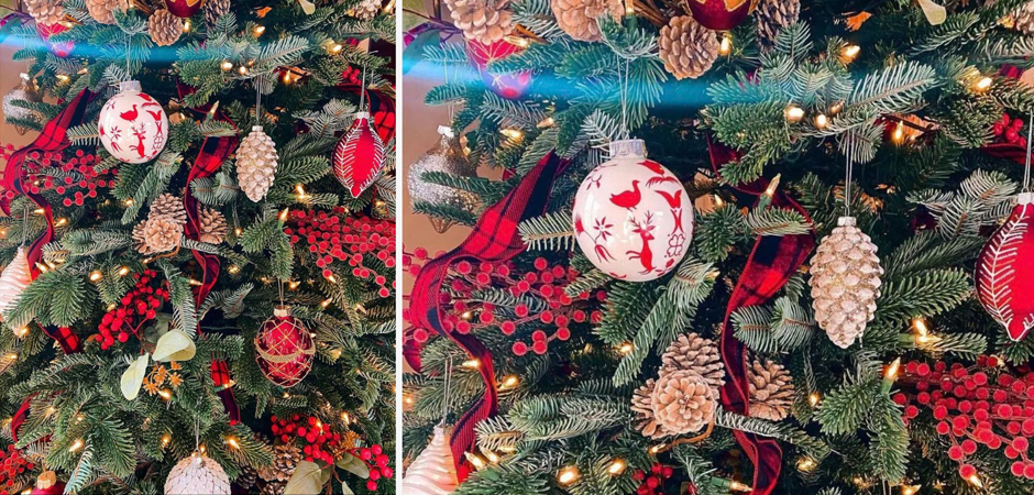 Дизайнерская Елка Украшенная Золотым и Белым декором Pine Cones and Red Decor Дизайнерская Елка Украшенная Золотым и Белым декором Pine Cones and Red Decor - Loft-Concept в Рязани