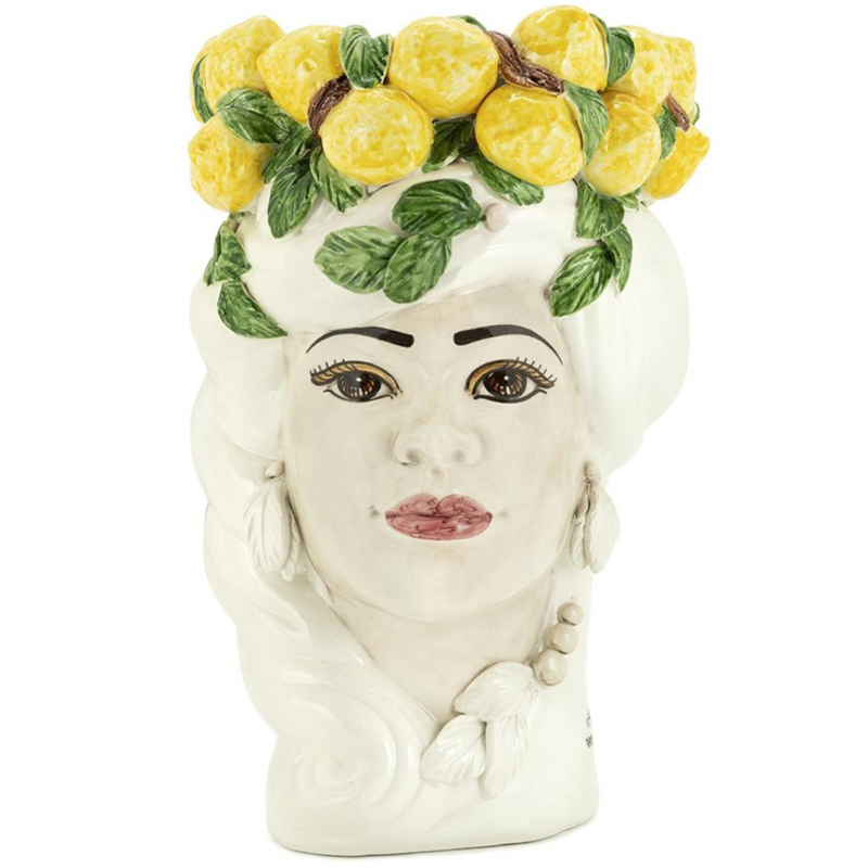Ваза Vase Lemon Head Lady White Белый Желтый Зеленый Ваза Vase Lemon Head Lady White Белый Желтый Зеленый в Рязани | Loft Concept