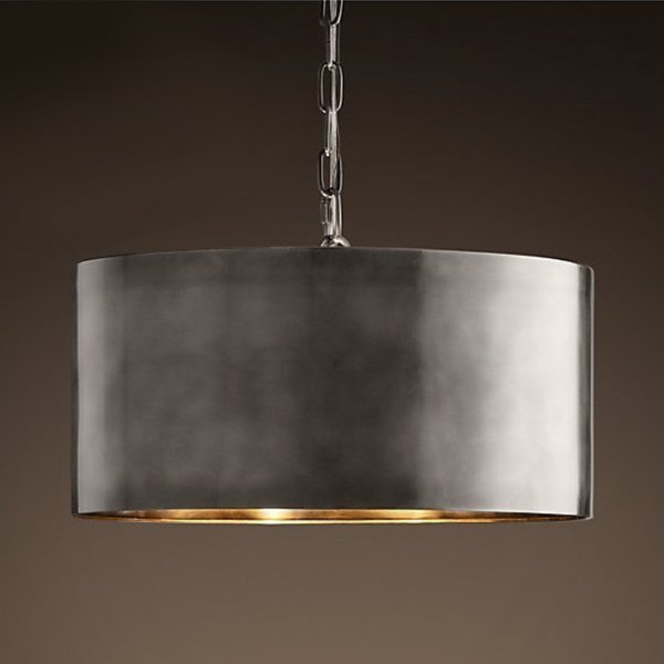 Подвесной светильник RH Antiqued Metal Drum Pendant lamp Серебряный Бронза Подвесной светильник RH Antiqued Metal Drum Pendant lamp Серебряный Бронза в Рязани | Loft Concept