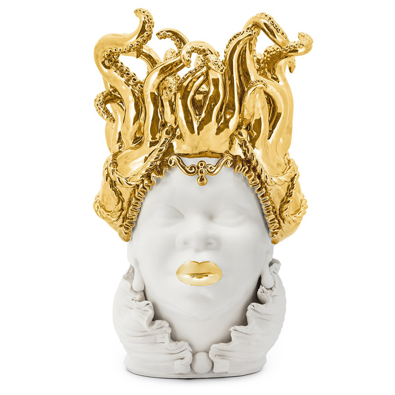 Ваза VASE MORO LADY TENTACLES Белый Глянцевое золото Ваза VASE MORO LADY TENTACLES Белый Глянцевое золото в Рязани | Loft Concept